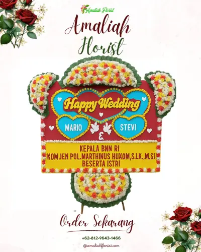Karangan Papan Bunga Pernikahan di Palupi